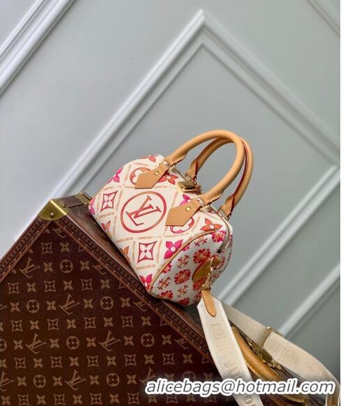 Top Quality Louis Vuitton Speedy Bandouliere 20 Bag in Monogram Tiles Canvas M11209 Coral Pink 2024