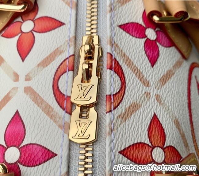 Top Quality Louis Vuitton Speedy Bandouliere 20 Bag in Monogram Tiles Canvas M11209 Coral Pink 2024