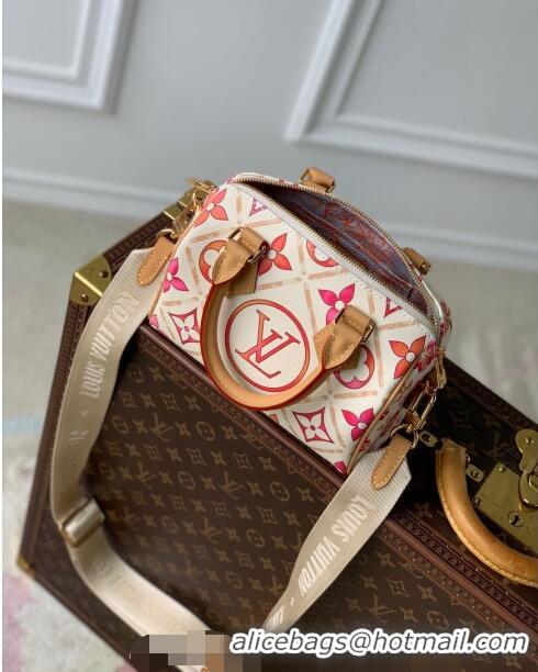 Top Quality Louis Vuitton Speedy Bandouliere 20 Bag in Monogram Tiles Canvas M11209 Coral Pink 2024