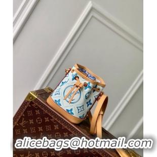 Promotional Louis Vuitton Nano Noe Bucket bag in Monogram Tiles Canvas M83620 Lagoon Blue 2024