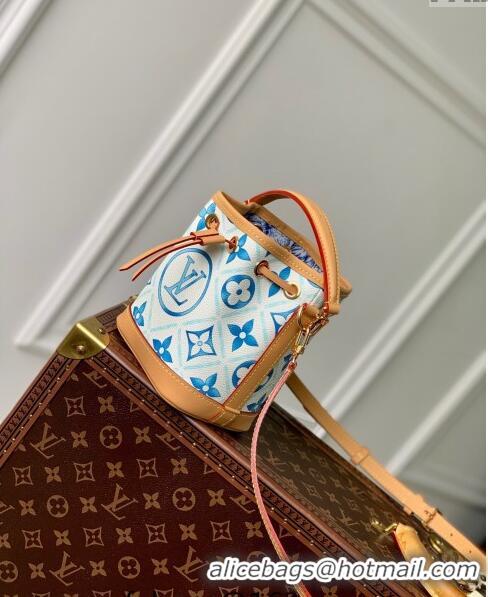 Promotional Louis Vuitton Nano Noe Bucket bag in Monogram Tiles Canvas M83620 Lagoon Blue 2024