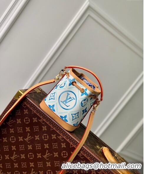 Promotional Louis Vuitton Nano Noe Bucket bag in Monogram Tiles Canvas M83620 Lagoon Blue 2024