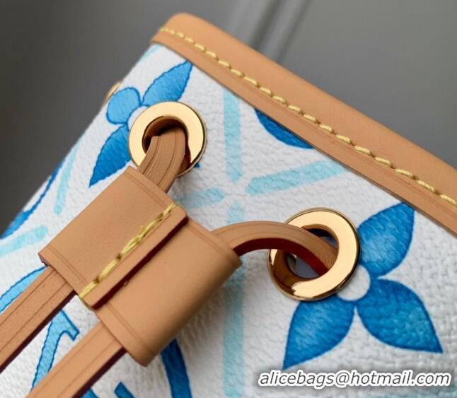 Promotional Louis Vuitton Nano Noe Bucket bag in Monogram Tiles Canvas M83620 Lagoon Blue 2024