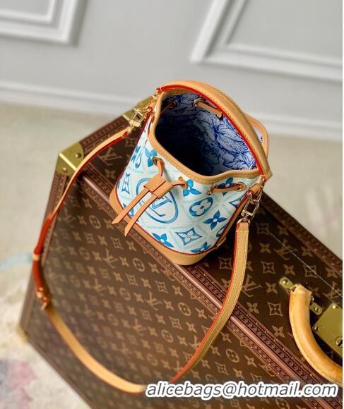 Promotional Louis Vuitton Nano Noe Bucket bag in Monogram Tiles Canvas M83620 Lagoon Blue 2024