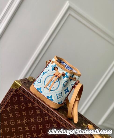 Promotional Louis Vuitton Nano Noe Bucket bag in Monogram Tiles Canvas M83620 Lagoon Blue 2024