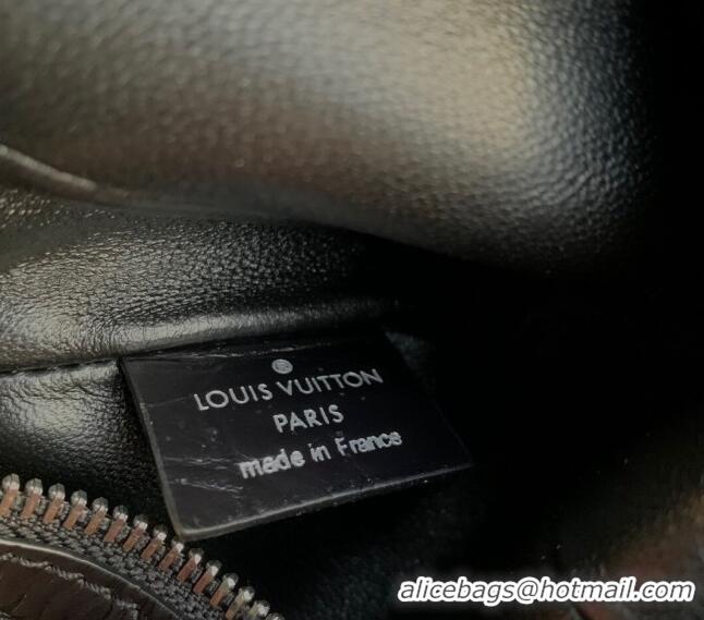 Super Quality Louis Vuitton Slim Trunk Hobo bag in Black Embossed Leather M25445 2024