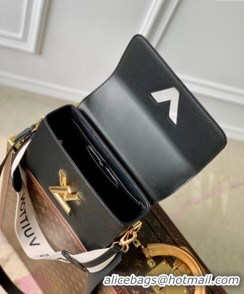 Top Quality Louis Vuitton Twist MM Bag in Epi Leather with Monogram Flower Strap M24765 Black 2024