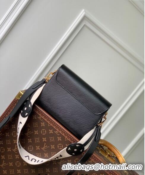 Top Quality Louis Vuitton Twist MM Bag in Epi Leather with Monogram Flower Strap M24765 Black 2024