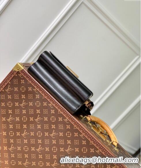 Top Quality Louis Vuitton Twist MM Bag in Epi Leather with Monogram Flower Strap M24765 Black 2024