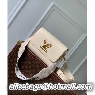 Popular Style Louis Vuitton Twist MM Bag in Epi Leather with Monogram Flower Strap M24765 White 2024