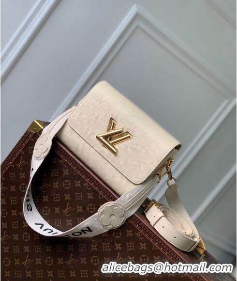 Popular Style Louis Vuitton Twist MM Bag in Epi Leather with Monogram Flower Strap M24765 White 2024