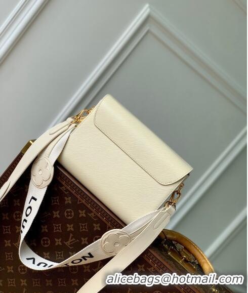 Popular Style Louis Vuitton Twist MM Bag in Epi Leather with Monogram Flower Strap M24765 White 2024