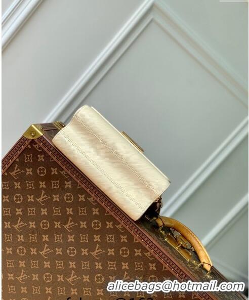 Popular Style Louis Vuitton Twist MM Bag in Epi Leather with Monogram Flower Strap M24765 White 2024