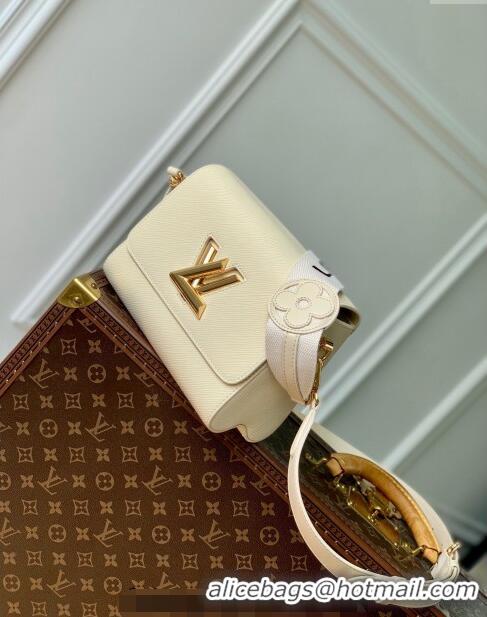 Popular Style Louis Vuitton Twist MM Bag in Epi Leather with Monogram Flower Strap M24765 White 2024