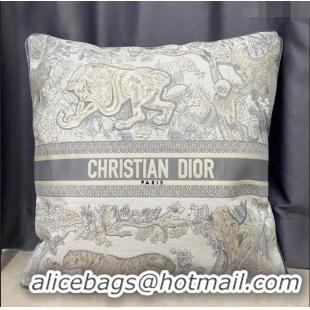 Famous Brand Dior Square Pillow 50cm in Toile de Jouy Embroidery CD2523 Grey