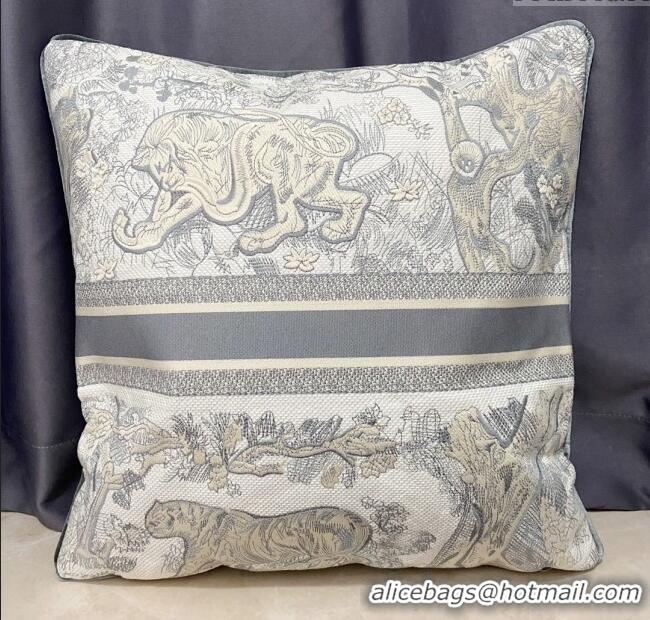 Famous Brand Dior Square Pillow 50cm in Toile de Jouy Embroidery CD2523 Grey