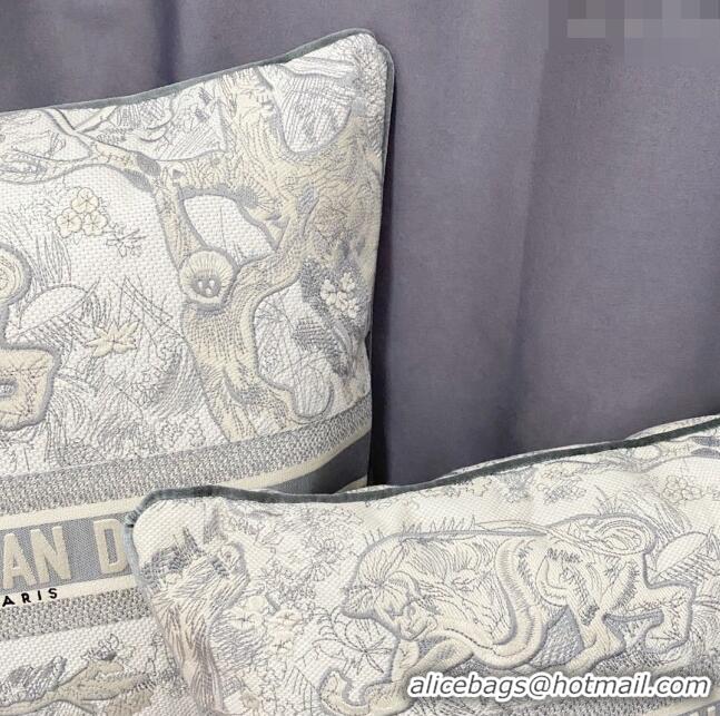 Famous Brand Dior Square Pillow 50cm in Toile de Jouy Embroidery CD2523 Grey