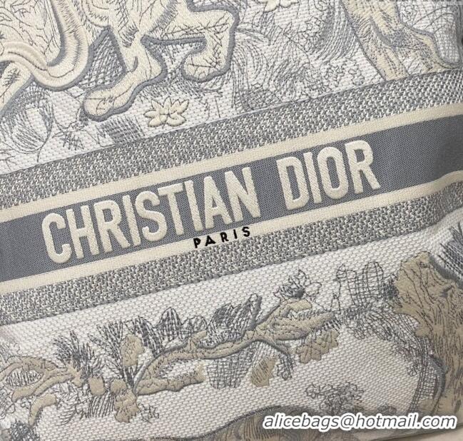 Famous Brand Dior Square Pillow 50cm in Toile de Jouy Embroidery CD2523 Grey