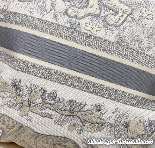 Famous Brand Dior Square Pillow 50cm in Toile de Jouy Embroidery CD2523 Grey