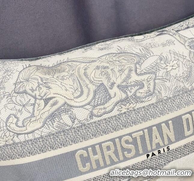 Luxurious Dior Large Rectangular Pillow 30x50cm in Toile de Jouy Embroidery CD2524 Grey