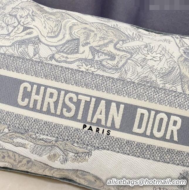 Luxurious Dior Large Rectangular Pillow 30x50cm in Toile de Jouy Embroidery CD2524 Grey