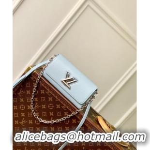 Inexpensive Louis Vuitton Twist West Pochette Mini Bag in Epi Leather M83478 Ice Blue 2024