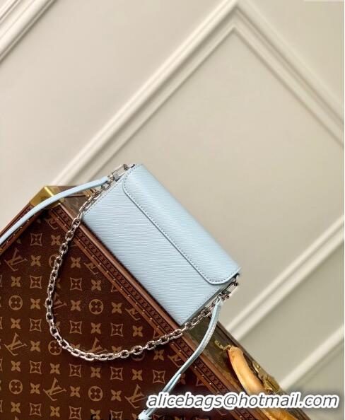 Inexpensive Louis Vuitton Twist West Pochette Mini Bag in Epi Leather M83478 Ice Blue 2024