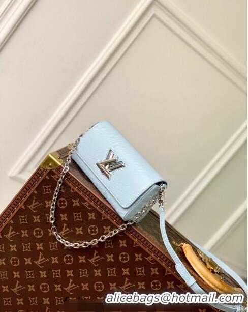 Inexpensive Louis Vuitton Twist West Pochette Mini Bag in Epi Leather M83478 Ice Blue 2024