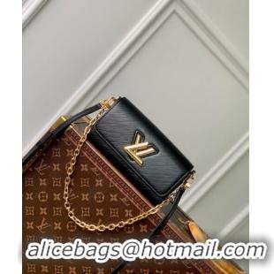 Unique Grade Louis Vuitton Twist West Pochette Mini Bag in Epi Leather M83077 Black 2024