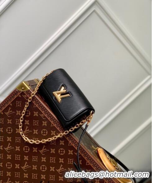 Unique Grade Louis Vuitton Twist West Pochette Mini Bag in Epi Leather M83077 Black 2024