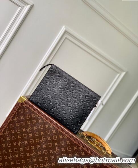 ​Buy Discount Louis Vuitton Pochette Voyage MM Pouch in Monogram Leather M61692 Black 2024