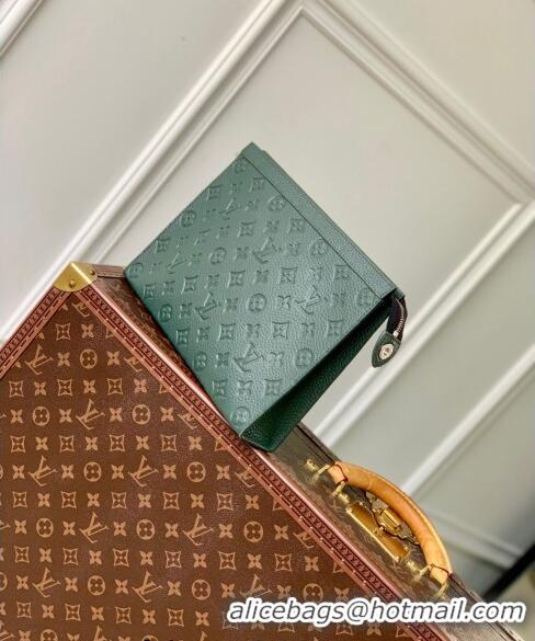 Promotional Louis Vuitton Pochette Voyage MM Pouch in Monogram Leather M61692 Green 2024