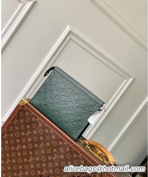 Promotional Louis Vuitton Pochette Voyage MM Pouch in Monogram Leather M61692 Green 2024