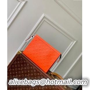 Grade Cheap Louis Vuitton Pochette Voyage MM Pouch in Monogram Leather M61692 Orange 2024