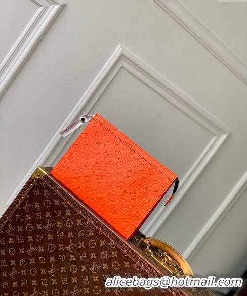 Grade Cheap Louis Vuitton Pochette Voyage MM Pouch in Monogram Leather M61692 Orange 2024