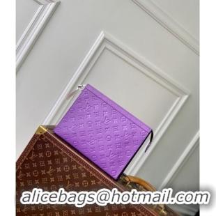 Super Quality Louis Vuitton Pochette Voyage MM Pouch in Monogram Leather M61692 Purple 2024