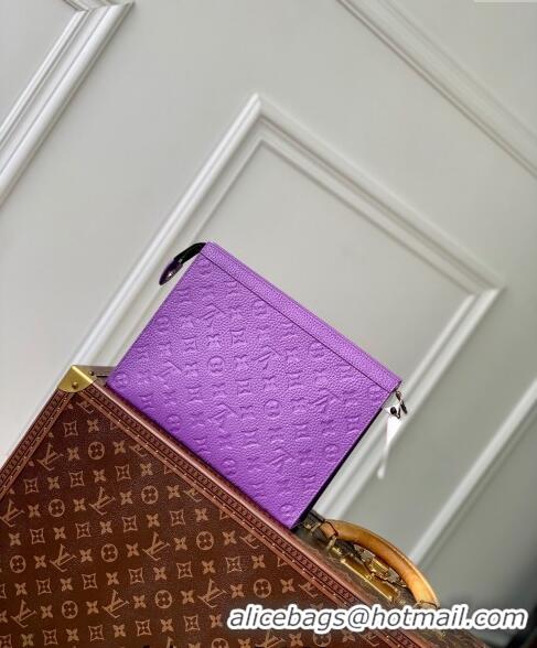 Super Quality Louis Vuitton Pochette Voyage MM Pouch in Monogram Leather M61692 Purple 2024