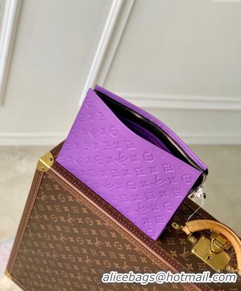 Super Quality Louis Vuitton Pochette Voyage MM Pouch in Monogram Leather M61692 Purple 2024