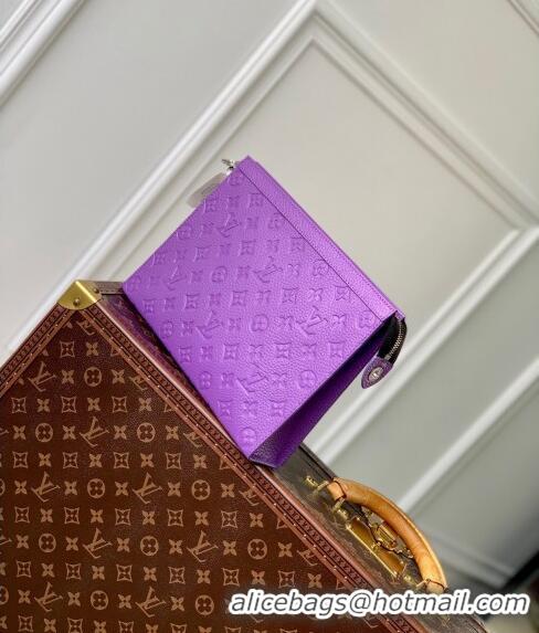 Super Quality Louis Vuitton Pochette Voyage MM Pouch in Monogram Leather M61692 Purple 2024