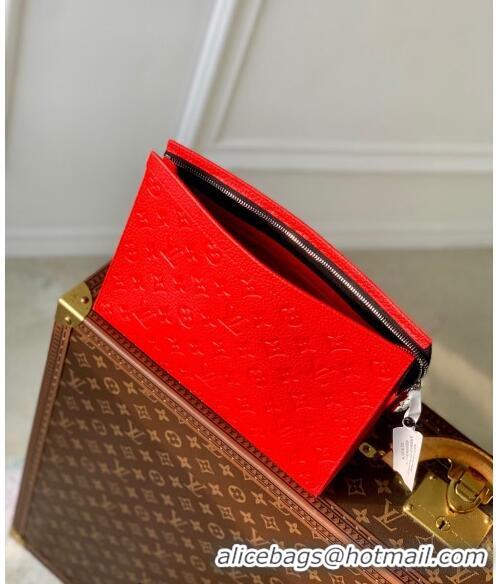 Good Product Louis Vuitton Pochette Voyage MM Pouch in Monogram Leather M61692 Red 2024