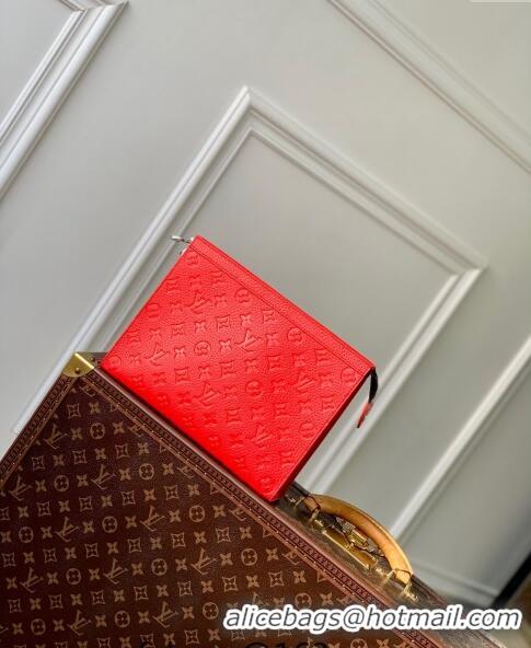 Good Product Louis Vuitton Pochette Voyage MM Pouch in Monogram Leather M61692 Red 2024