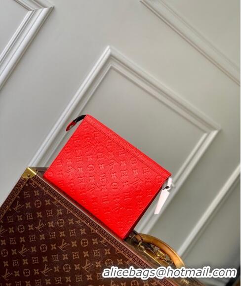 Good Product Louis Vuitton Pochette Voyage MM Pouch in Monogram Leather M61692 Red 2024