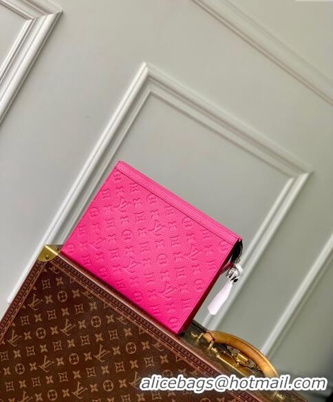 Top Quality Louis Vuitton Pochette Voyage MM Pouch in Monogram Leather M61692 Pink 2024