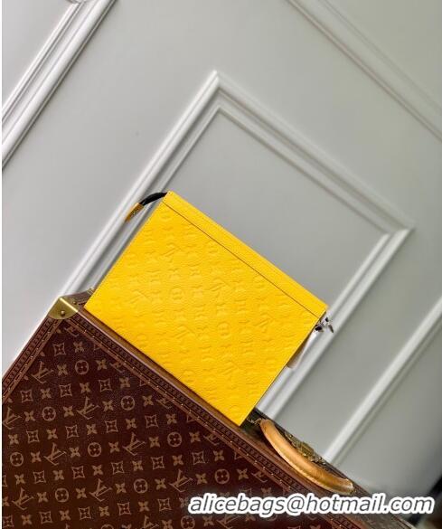 Luxury Cheap Louis Vuitton Pochette Voyage MM Pouch in Monogram Leather M61692 Yellow 2024