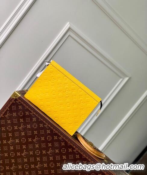 Luxury Cheap Louis Vuitton Pochette Voyage MM Pouch in Monogram Leather M61692 Yellow 2024