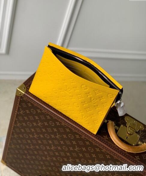 Luxury Cheap Louis Vuitton Pochette Voyage MM Pouch in Monogram Leather M61692 Yellow 2024