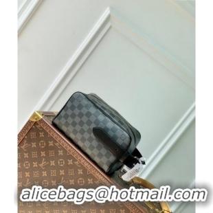 Super Quality Louis Vuitton Locker Dopp Kit Bag in Black Damier Graphite Canvas N83113 2024