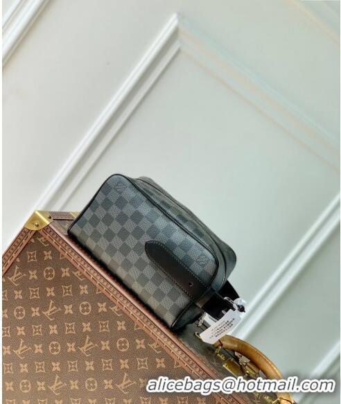 Super Quality Louis Vuitton Locker Dopp Kit Bag in Black Damier Graphite Canvas N83113 2024