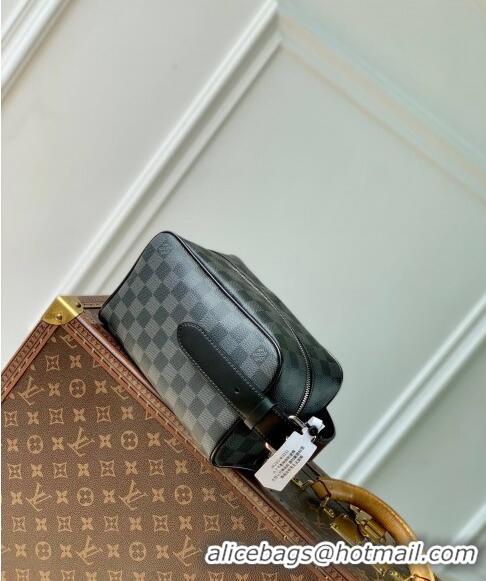 Super Quality Louis Vuitton Locker Dopp Kit Bag in Black Damier Graphite Canvas N83113 2024