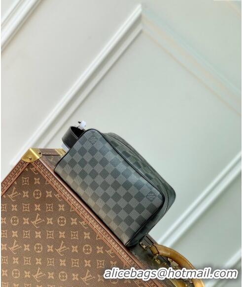 Super Quality Louis Vuitton Locker Dopp Kit Bag in Black Damier Graphite Canvas N83113 2024